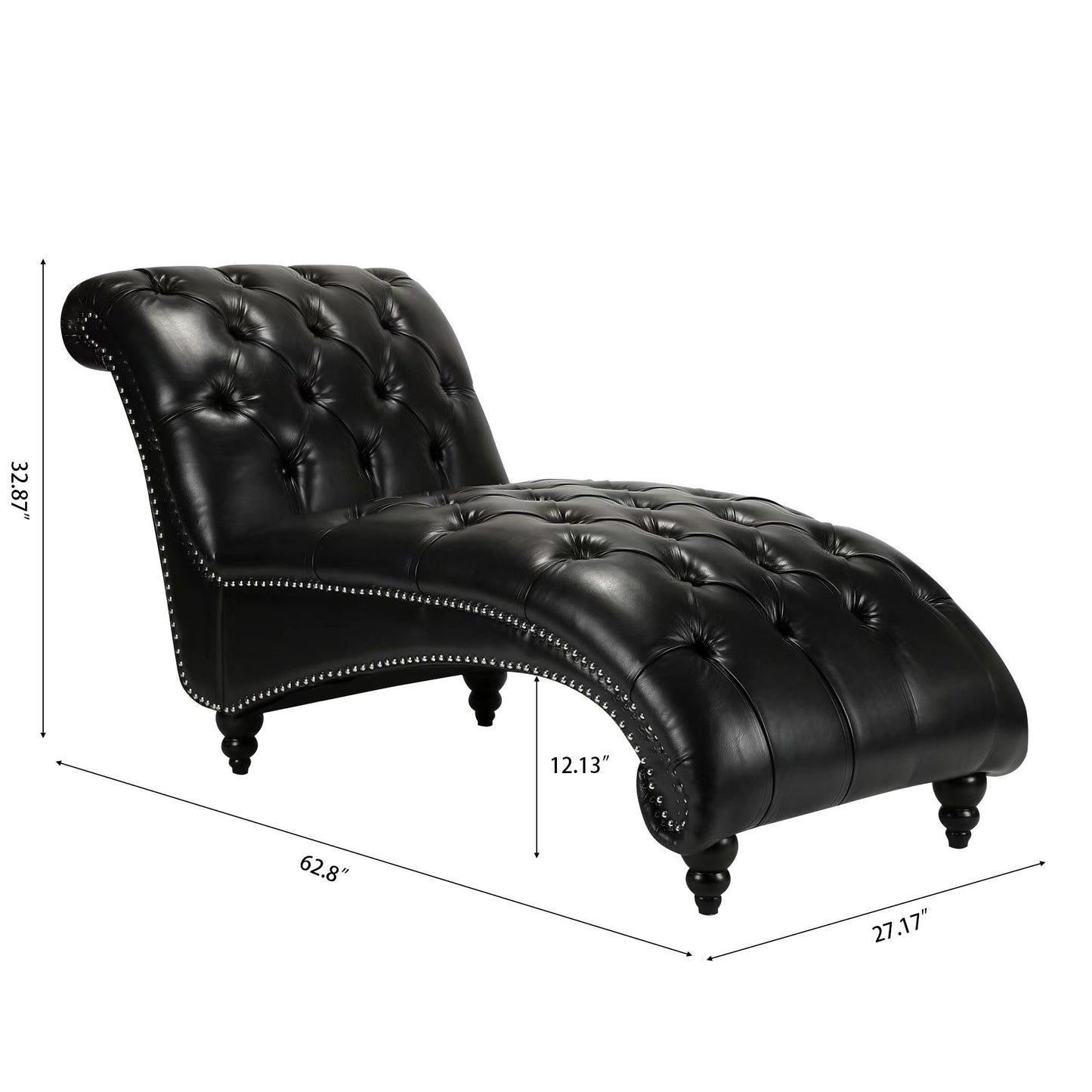 Tufted Armless Chaise Lounge - Black