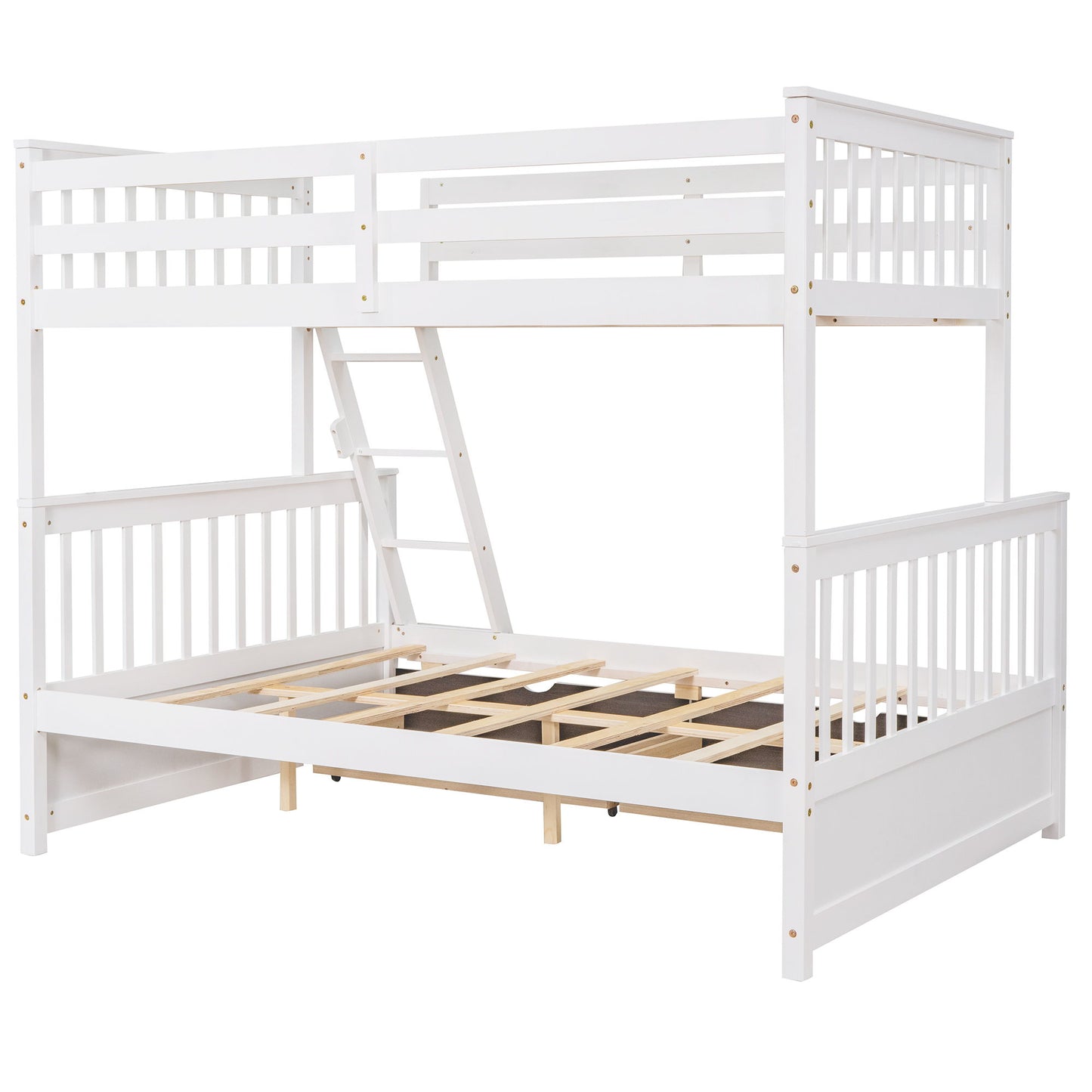 Twin Over Full Bunk Bed With Ladders And Two Storage Drawers - White
