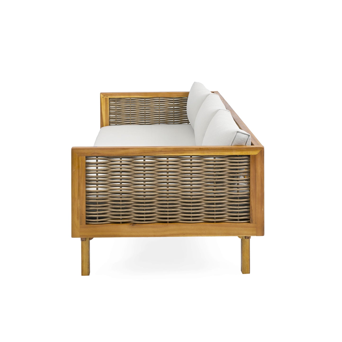 Claremont - 3 Seater Daybed With Rattan Arms - Light Gray