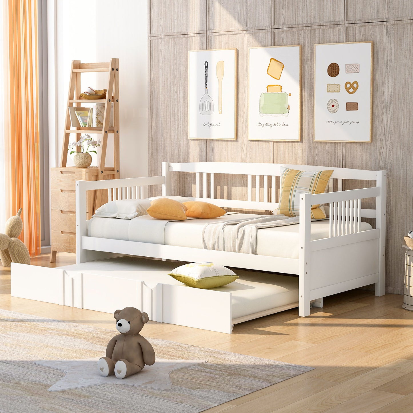 Twin Size DayBed With Twin Size Trundle - White