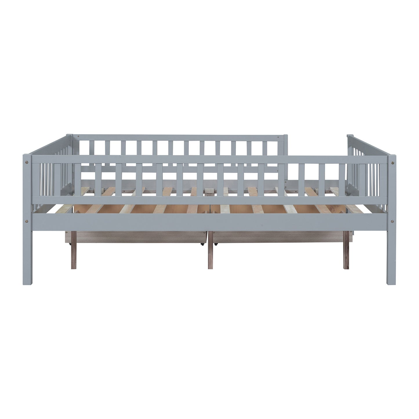 Full Size Daybed Bed With Two Drawers - Gray