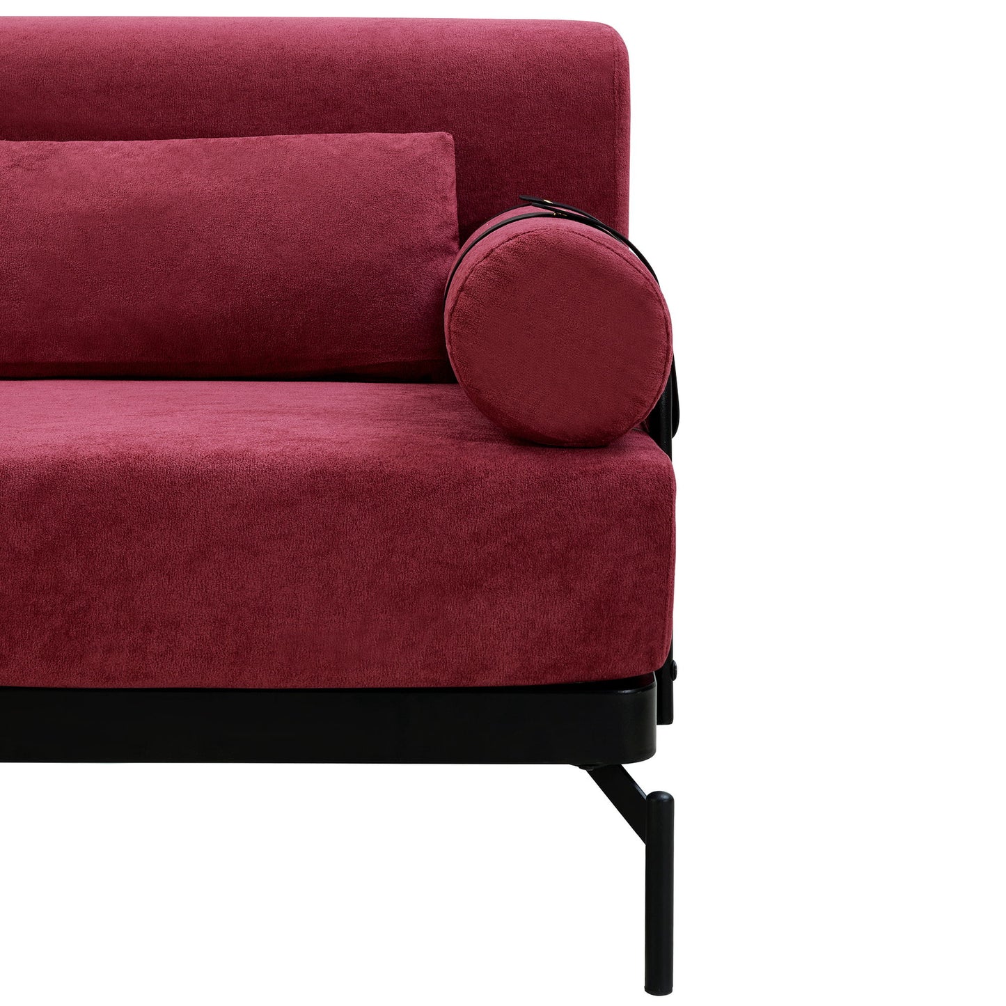 Modern Loveseat Sofa 59" Sofa Couch 2 Seater With USB Ports, Unique Cylindrical Armrests - Red