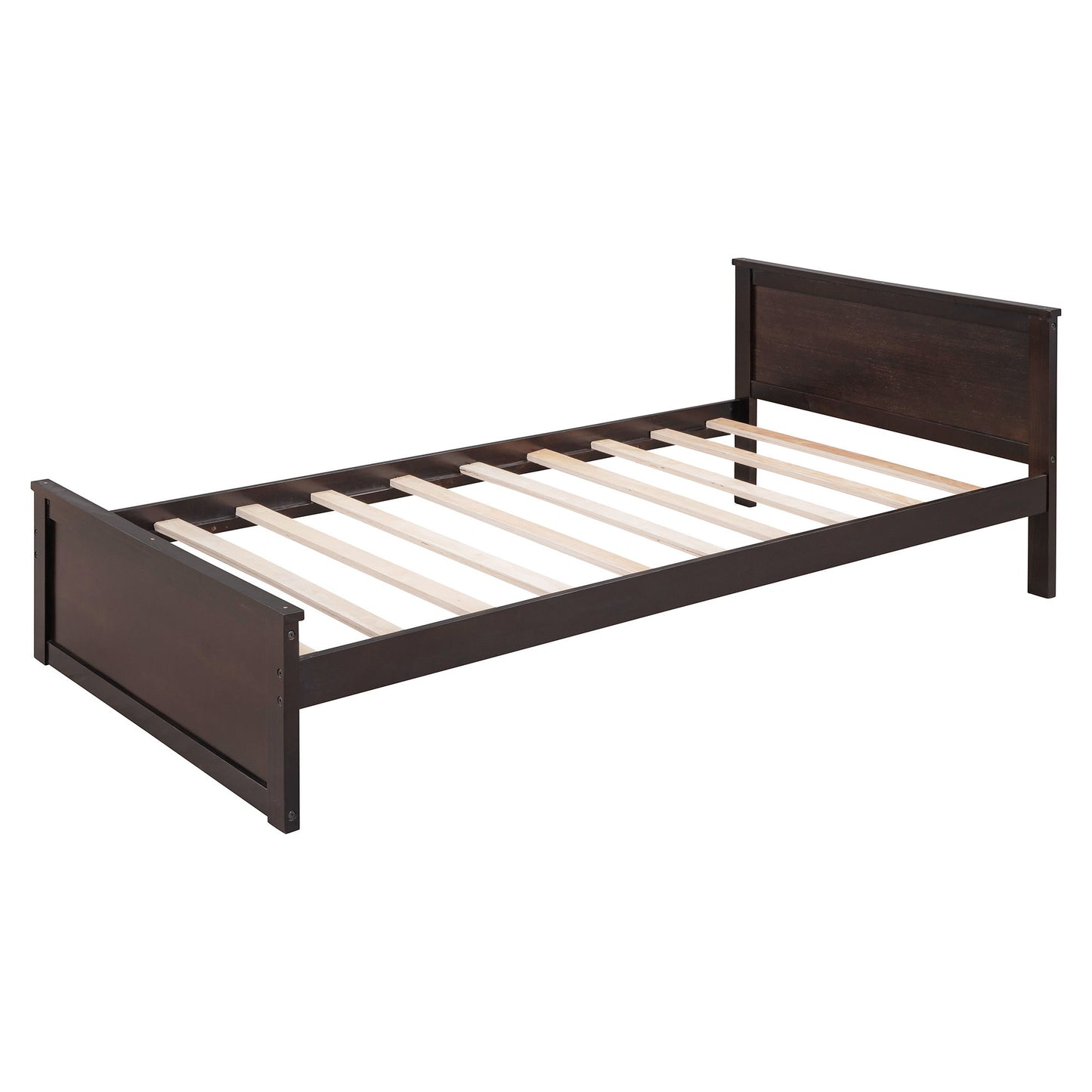 Full Size Loft Bed With A Twin Size Standalone Bed, Shelves, Desk, And Wardrobe - Espresso