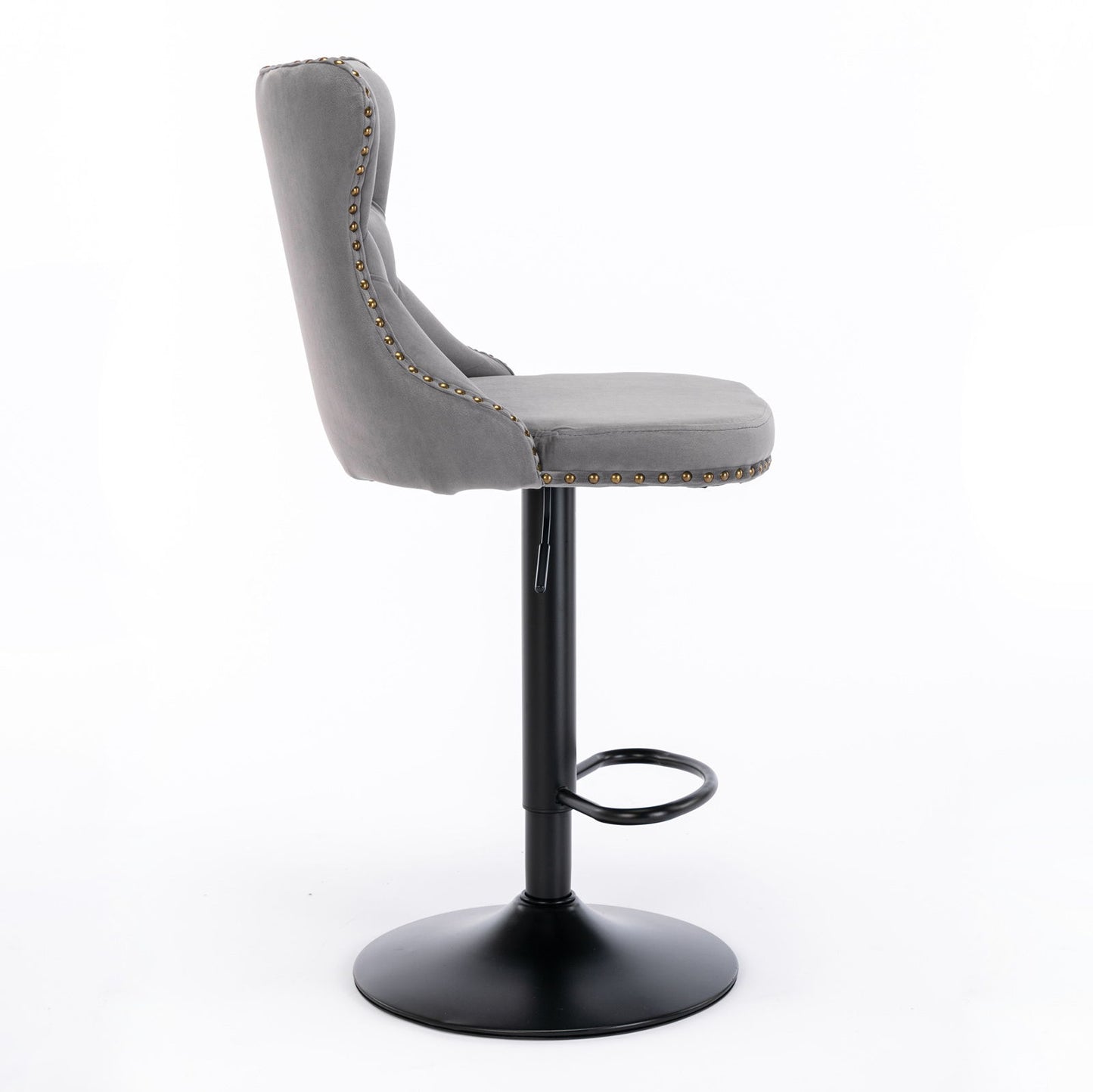 Swivel Velvet Barstools Adjusatble Seat Height , Modern Upholstered Bar Stools With Backs Comfortable Tufted For Home Pub And Kitchen Island (Set of 2) - Gray
