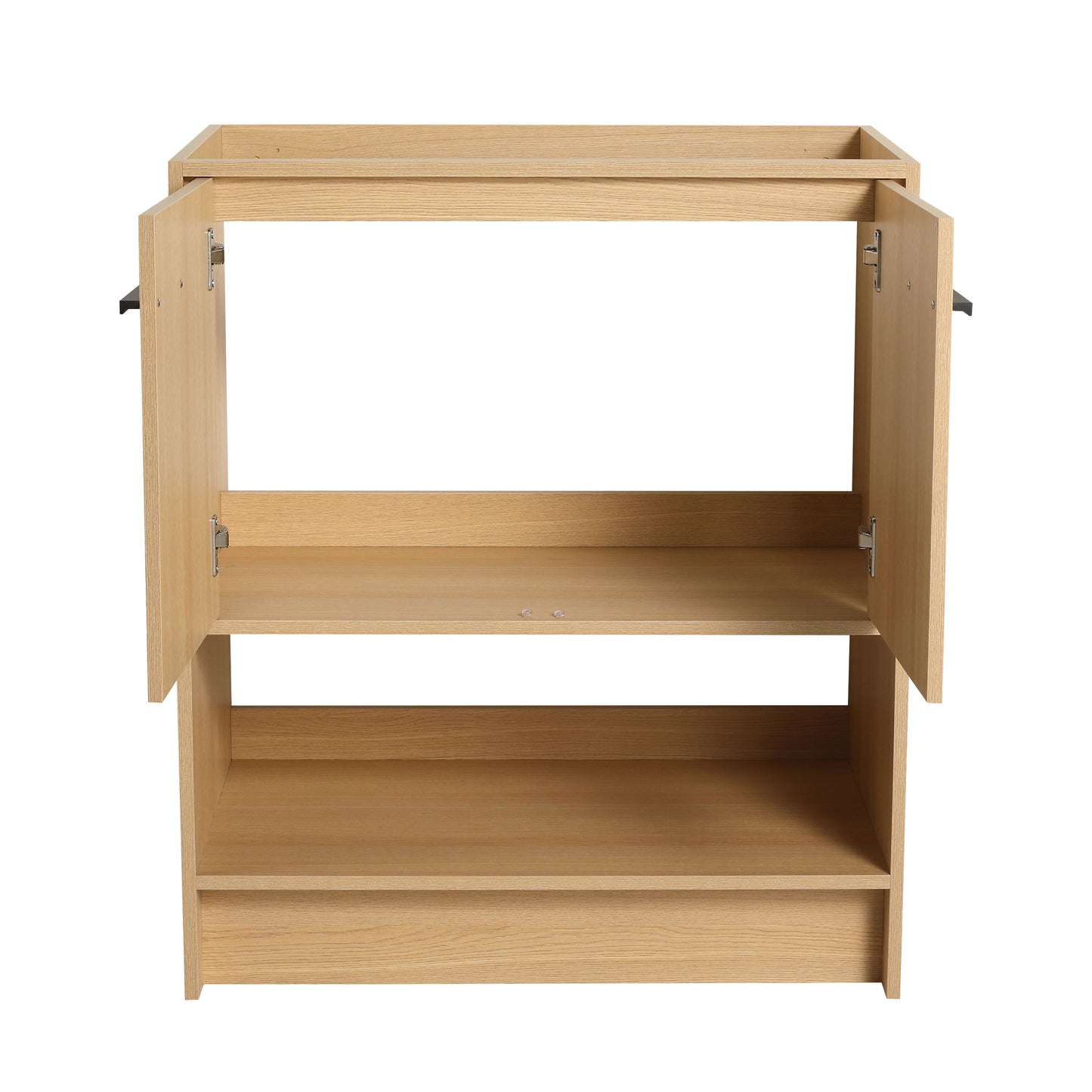 Modern Freestanding 30" Bathroom Vanity With Open Storage Compartment, Construction, Excluding Sink - Oak