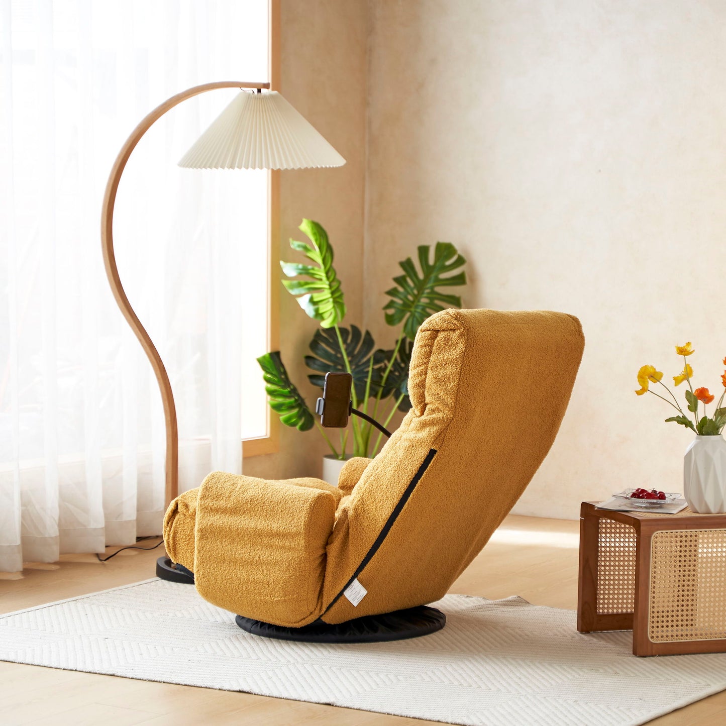 Adjustable Swivel Lounge Chair With 360 Degree Rotating Seat And Headrest Support, Leisure Chair Deck Chair Game Chair For Living Room - Yellow