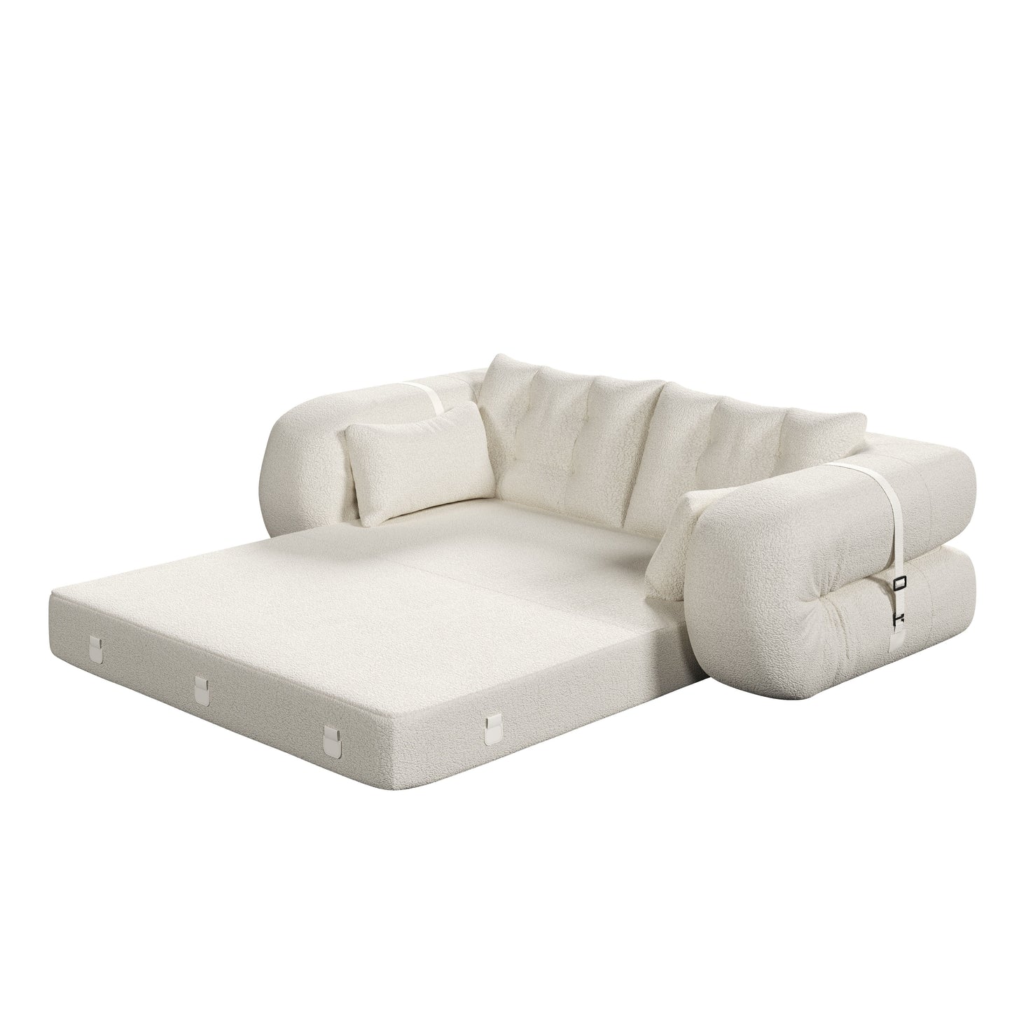 Human Dog Bed, Lazy Sofa Couch, Multifunctional Foldable Sofa Bed, 3 In 1 Teddy Fabric Sleeper Sofa Bed For Living Room Guest Bed, Playroom - Beige