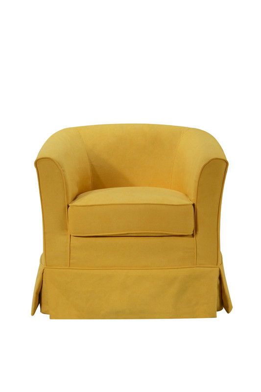 Tucker - Woven Fabric Swivel Barrel Chair - Yellow