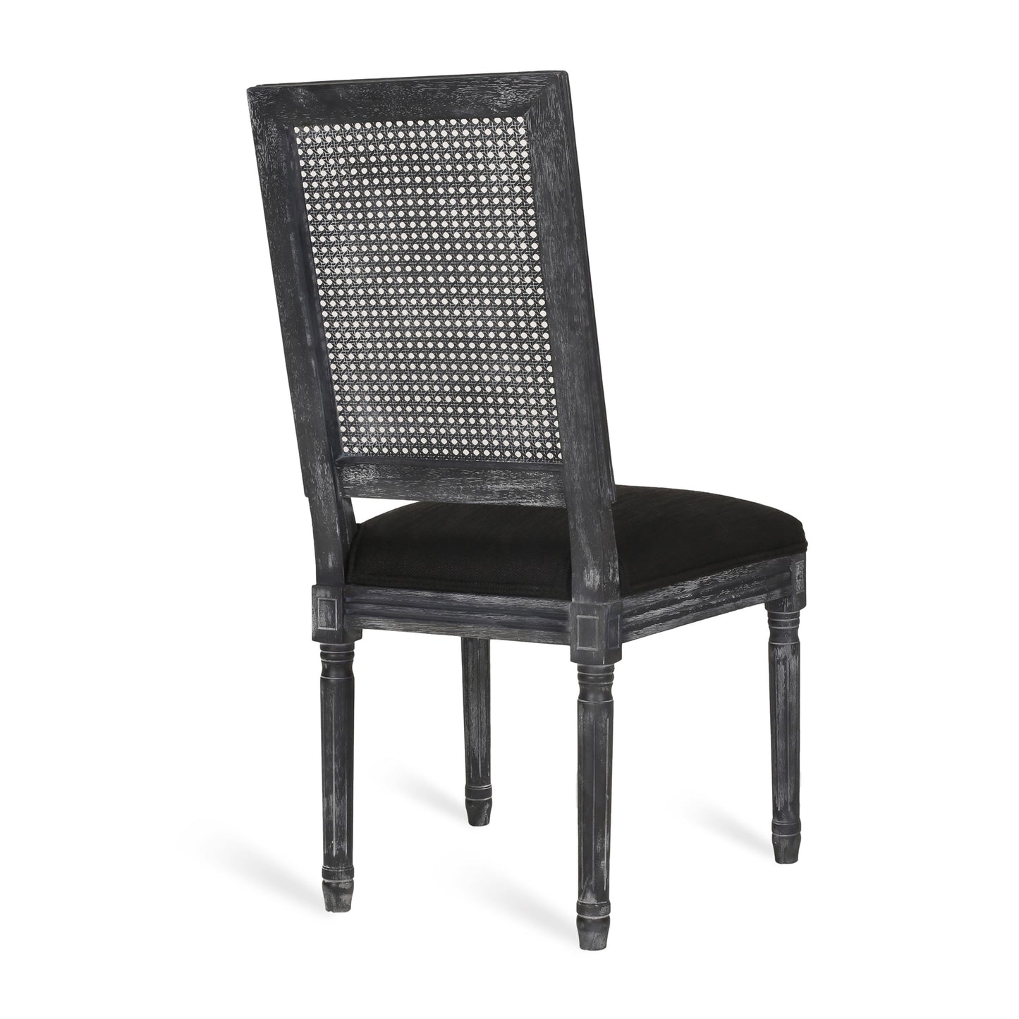 French Country Inspired Dining Chair Set With Cane Backrest - Distressed Light Brown