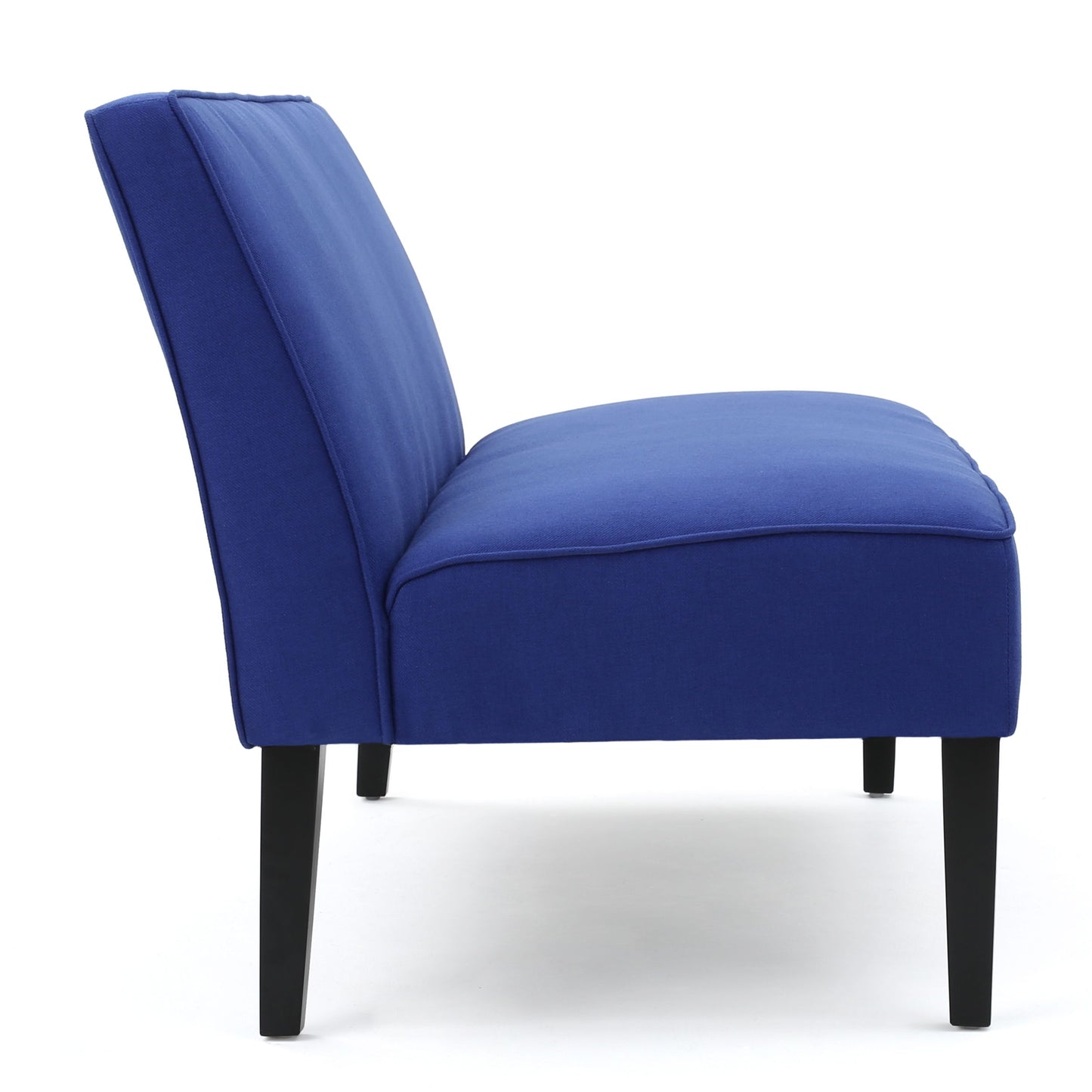 Contemporary Loveseat With Upholstered Fabric And Birch Wood Legs - Navy Blue