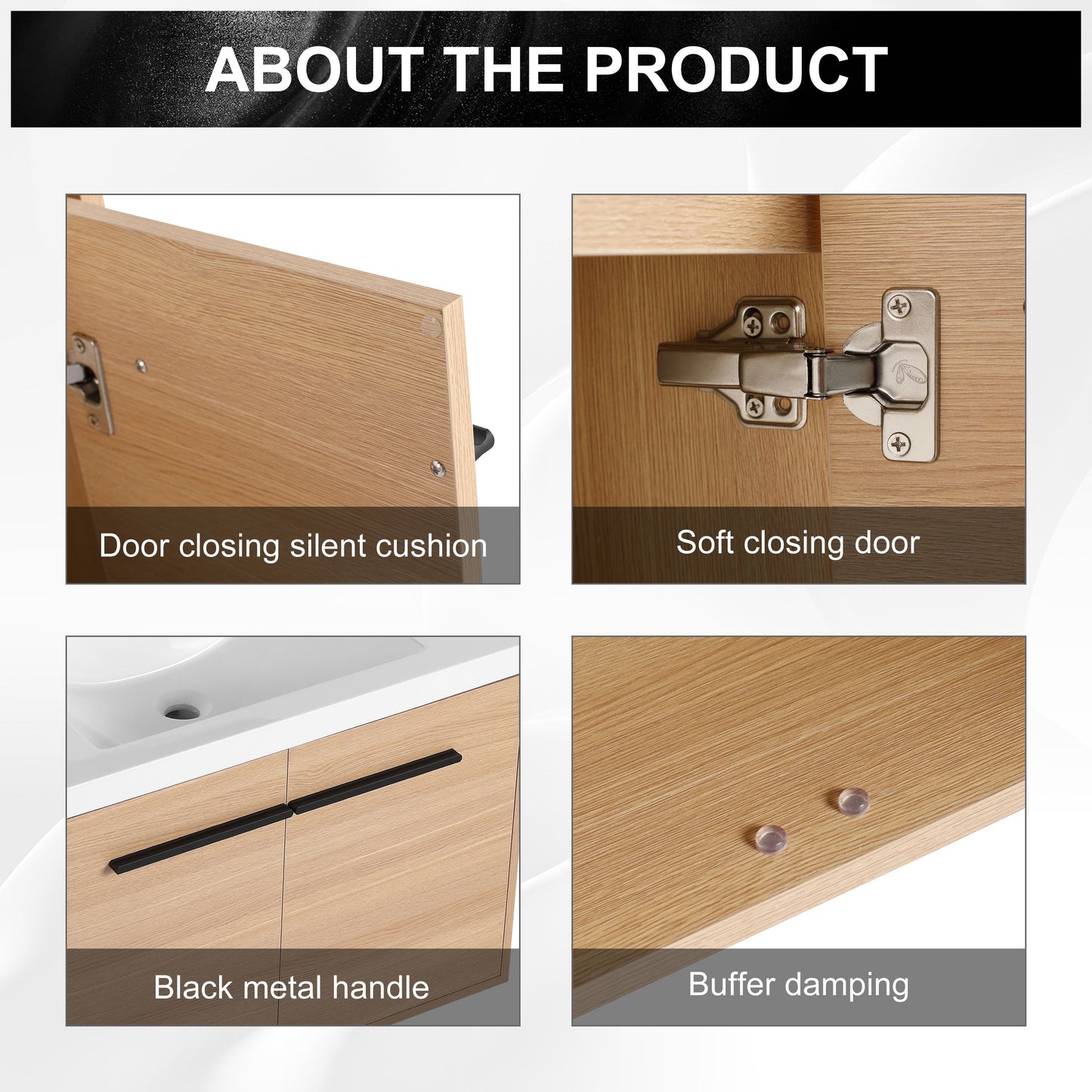 Bathroom Vanity With Resin Countertop Sink, 30" 2 Doors Cabinet Set - Oak