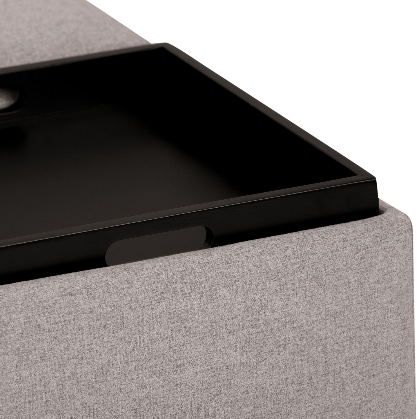 Avalon - Square Coffee Table Storage Ottoman - Cloud Gray
