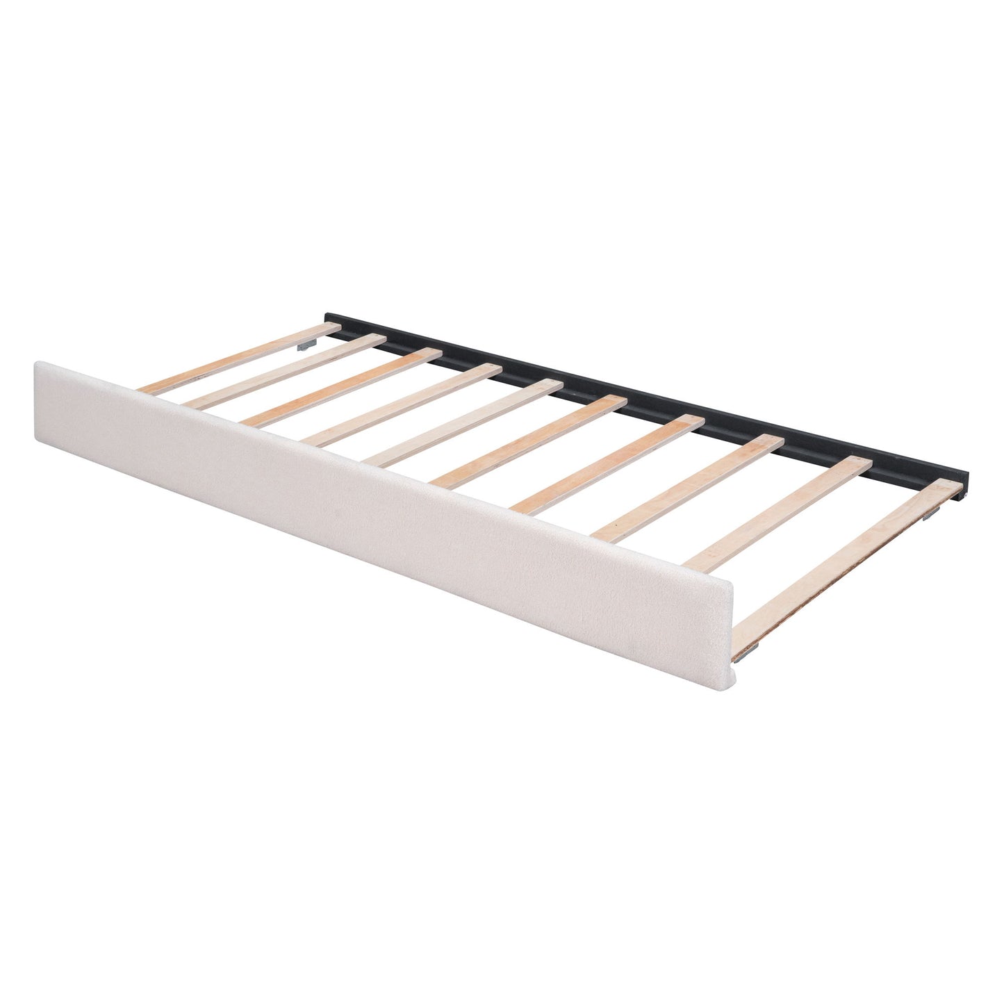 Full Size Upholstered Platform Bed With Twin Size Trundle - Beige