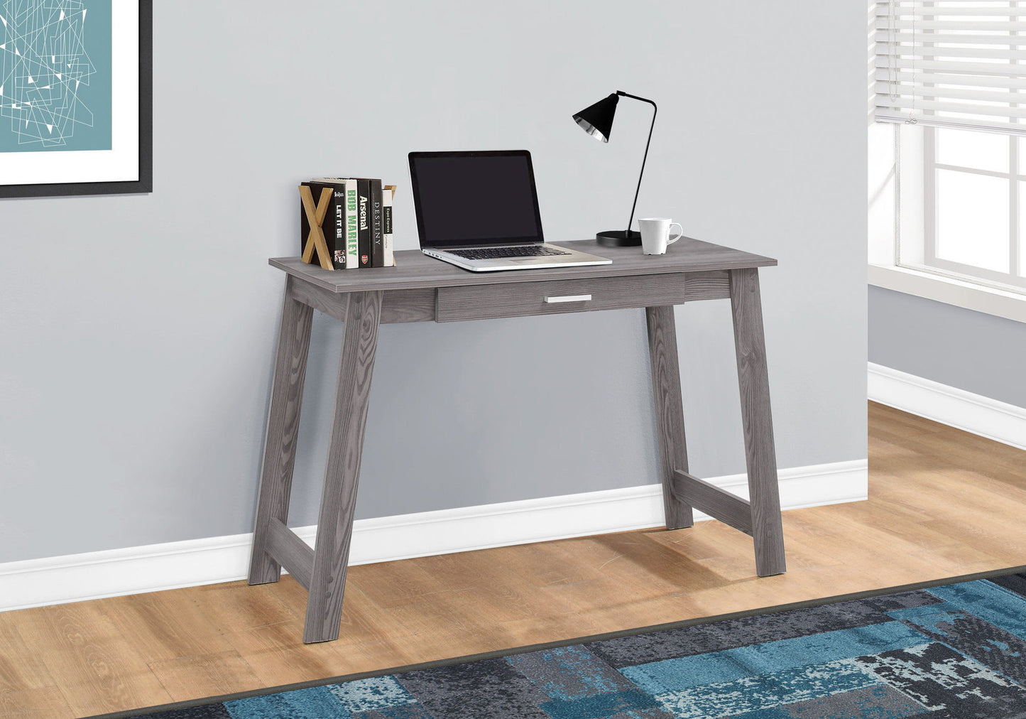 Computer Desk For Home Office, Laptop, Storage Drawers, Modern - Gray