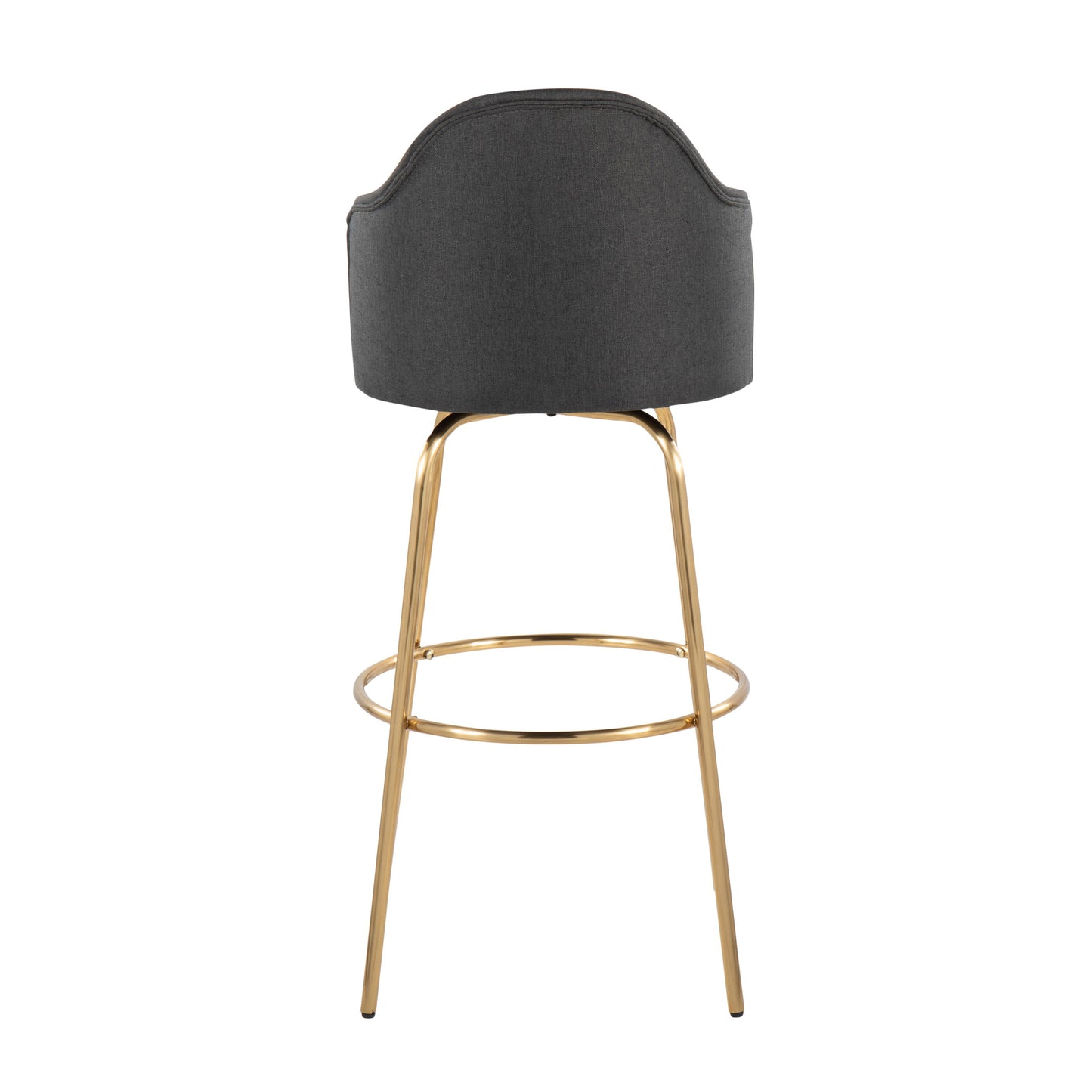 Ahoy - Contemporary Fixed Height Bar Stool Round Gold Footrest (Set of 2) - Charcoal / Gold