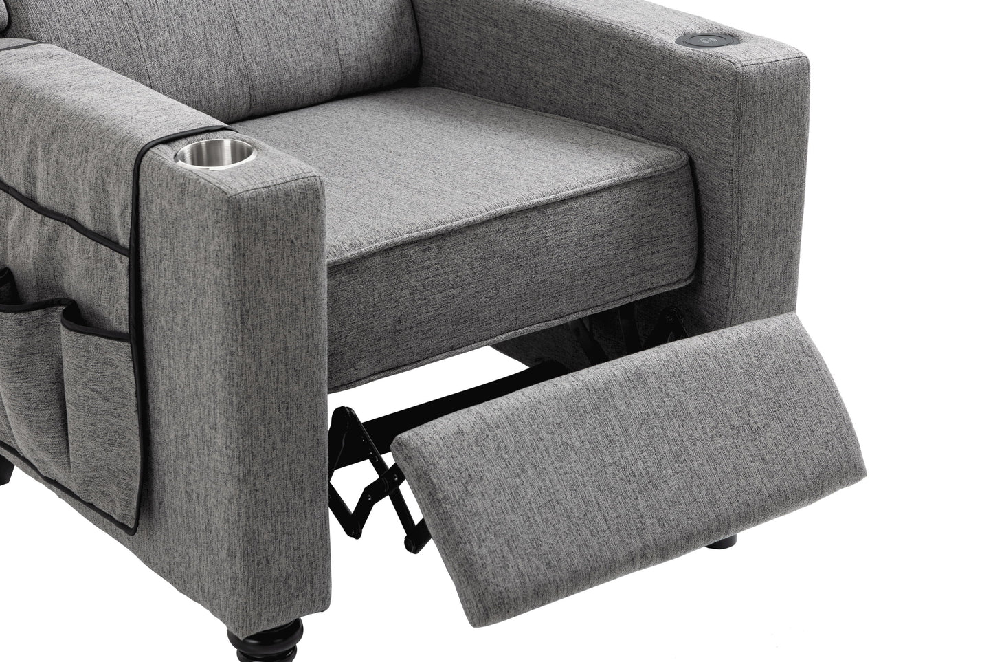 Arm Pushing Recliner Chair, Modern Button Tufted Wingback Push Back Recliner Chair, Living Room Chair Fabric Pushback Manual Single Reclining Sofa Home Theater Seating For Bedroom - Dark Gray