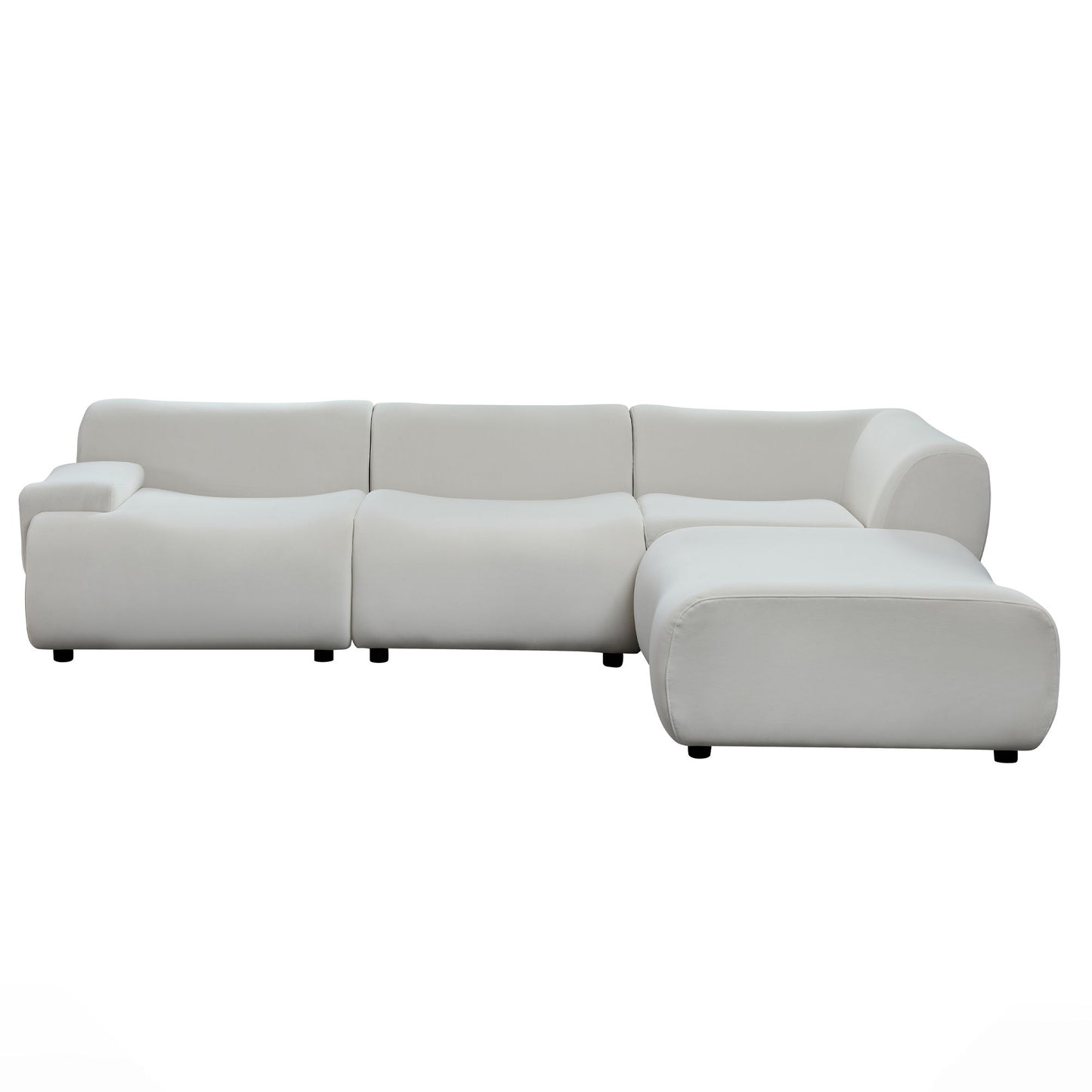 Strong Durable Fabric 4 Seat Sectional Sofa With High Density Sponge And Solid Wood Frame - White