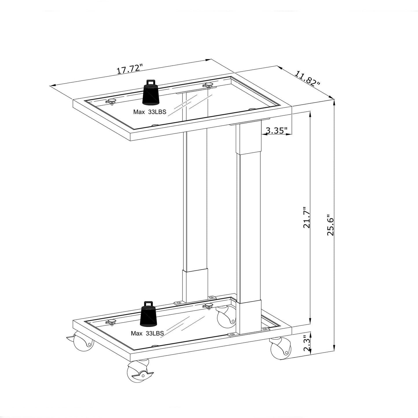 Side Table, Acrylic Sofa Table, Glass Top C Shape Square Table With Metal Base For Living Room, Bedroom, Balcony Home And Office