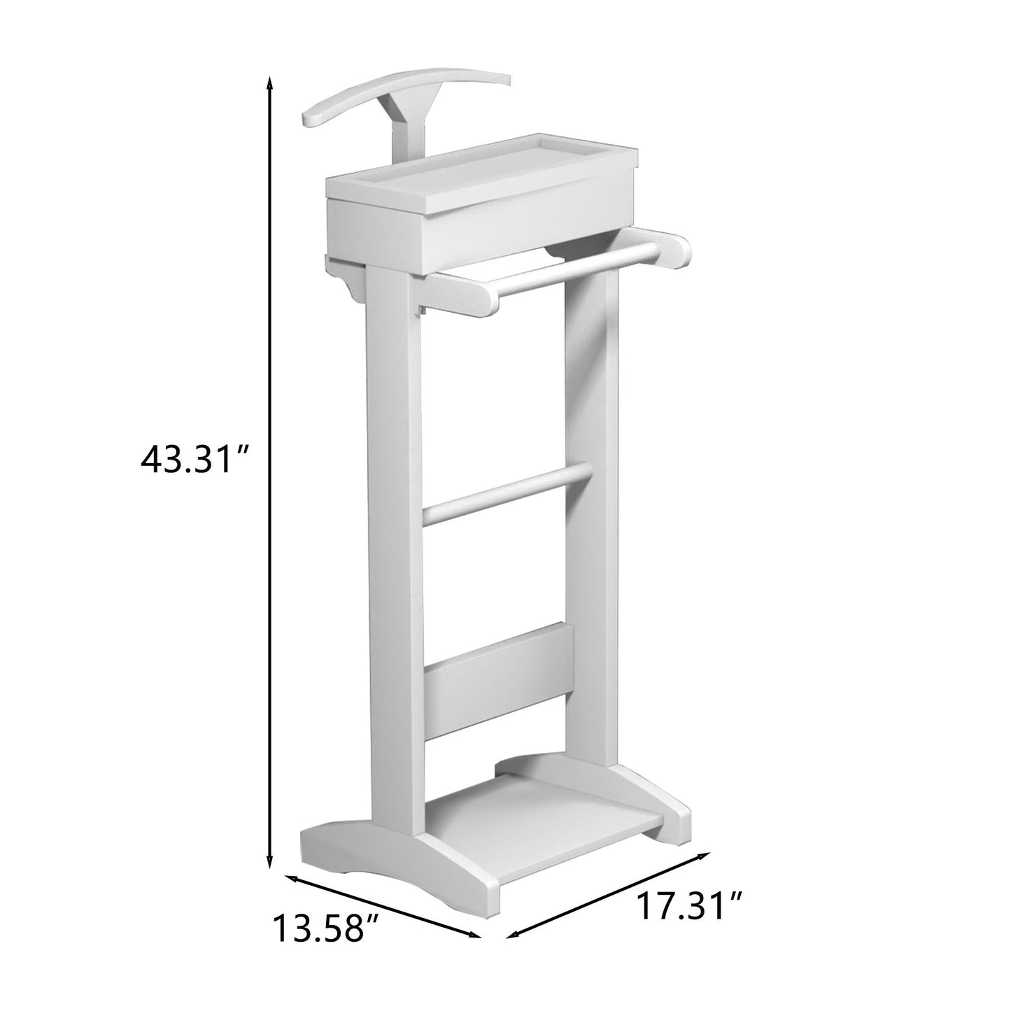 Portable Garment Rack, Clothes Valet Stand With Storage Organizer - White