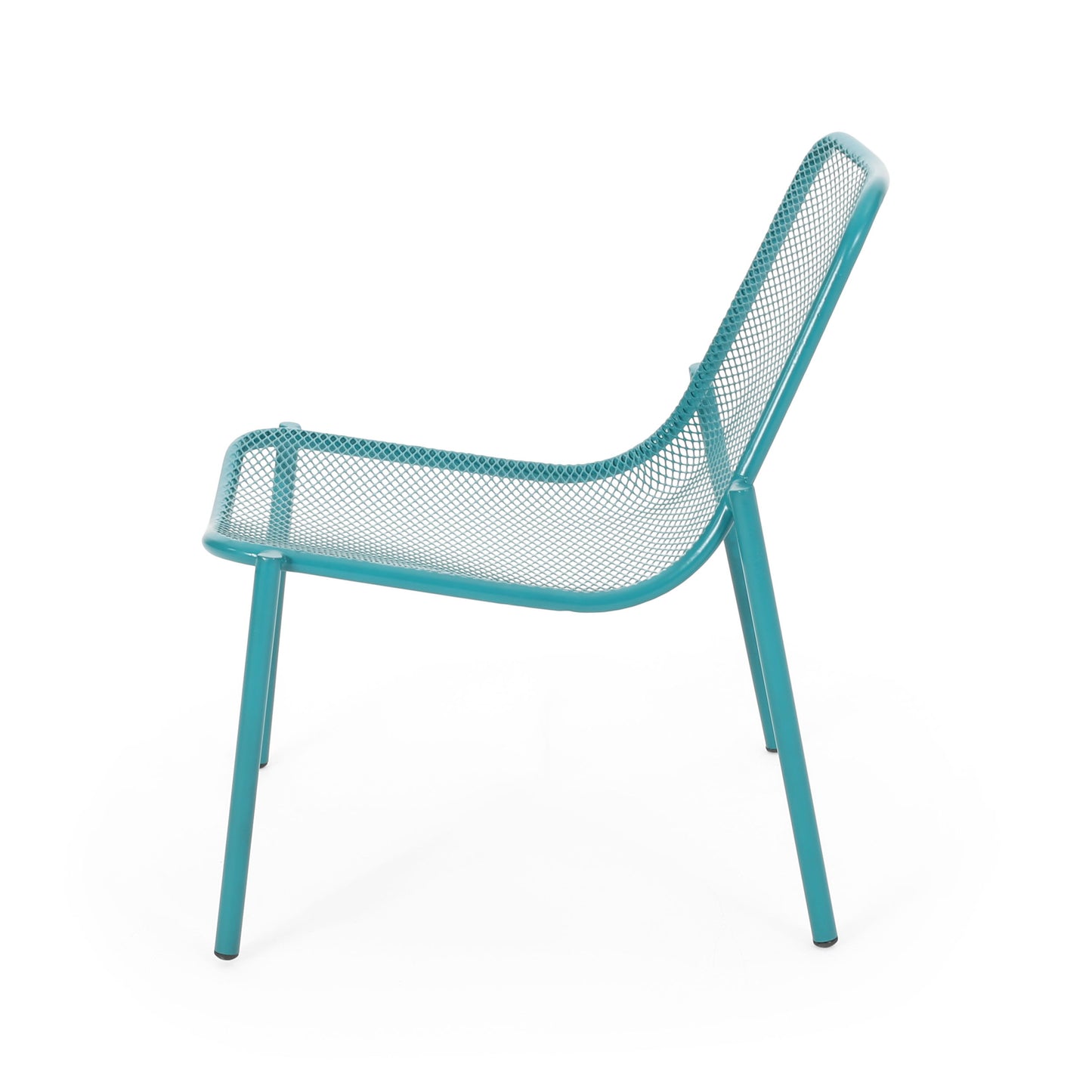Outdoor Iron Chair With Mesh Design - Teal