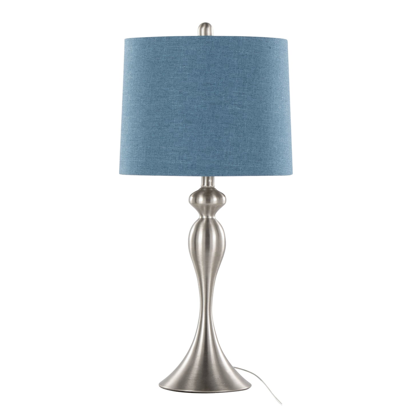 Ashland - Contemporary Table Lamp (Set of 2) - Nickel / Moroccan Blue Slub