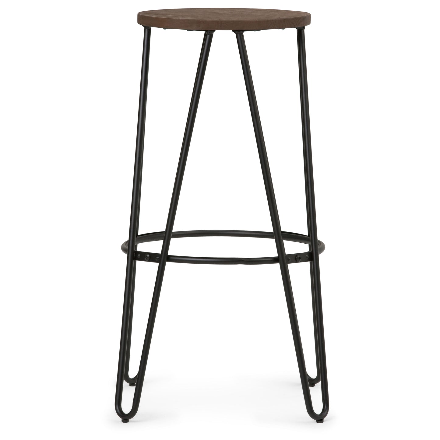 Simeon - Metal Bar Stool With Wood Seat - Cocoa Brown / Black