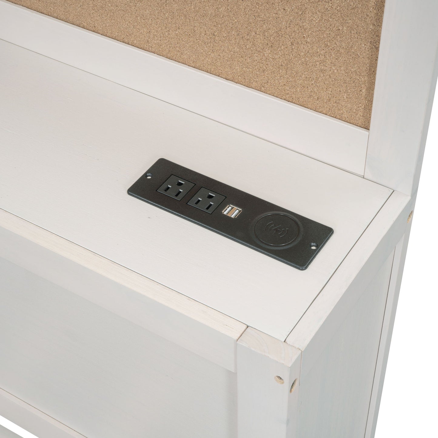 Twin Size Daybed With 3 Storage Drawers, Upper Soft Board, Shelf, And A Set Of Sockets And USB Ports - White