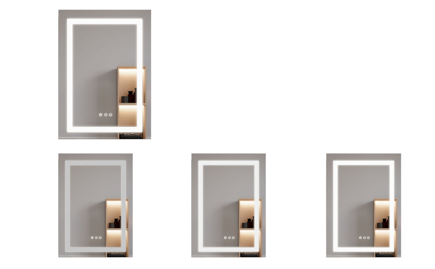 26" X 20" Bathroom Medicine Cabinet With LED Mirror, Anti-Fog, Waterproof, 3000K~6000K Single Door Lighted Bathroom Cabinet With Touch Swich, Dimmable, Recessed Or Surface Mount (Left Door) - Silver