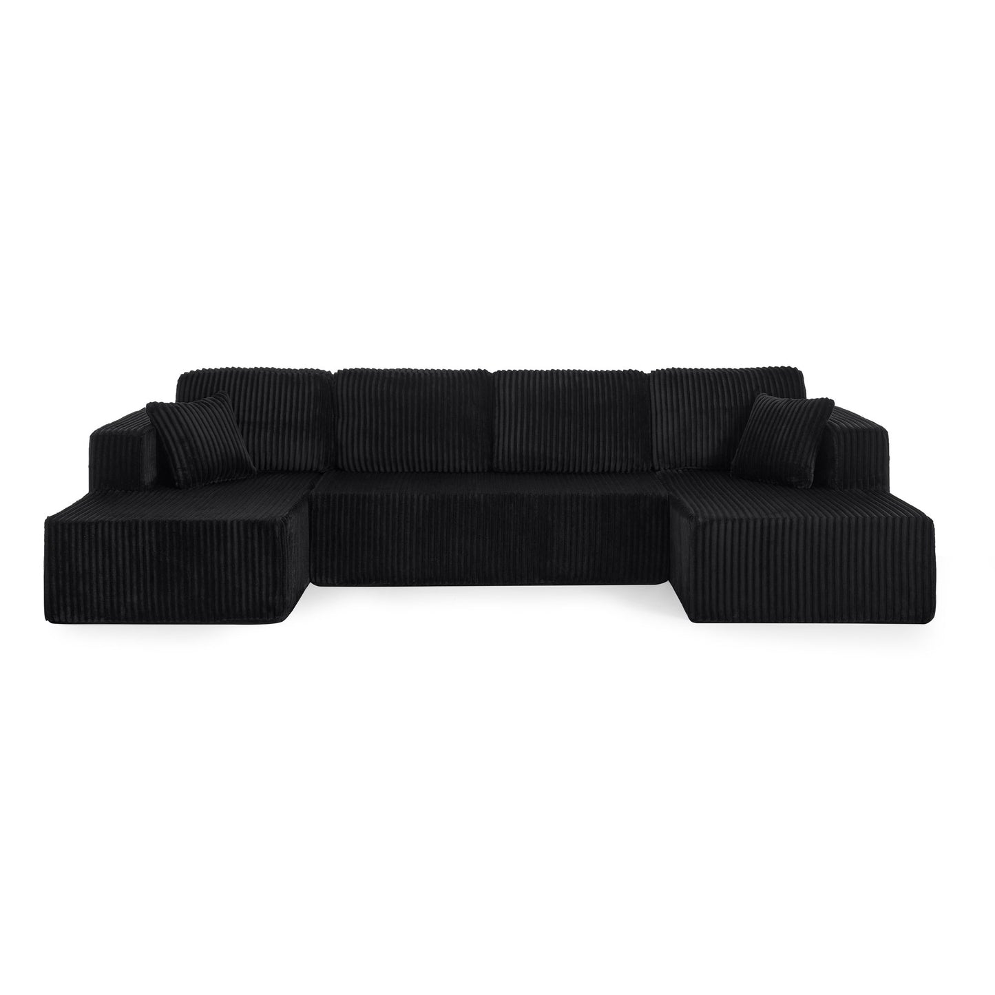 Modern Minimalist U - Shape Modular Sectional Sofa Sleeper - Black