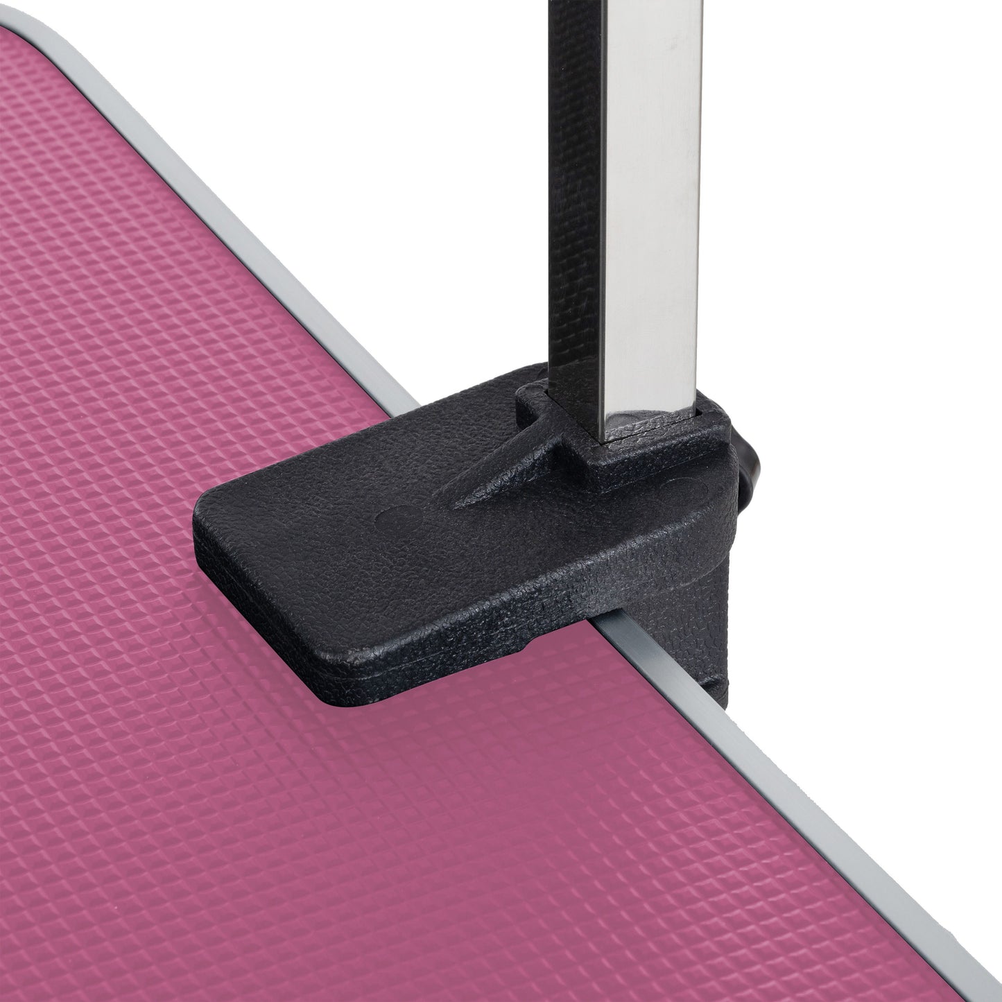 Folding Dog Pet Grooming Table Stainless Steel Frame Rubber Mat On Board, With Adjustable Arm And Clamps Pet Dog Cat Grooming Table - Pink