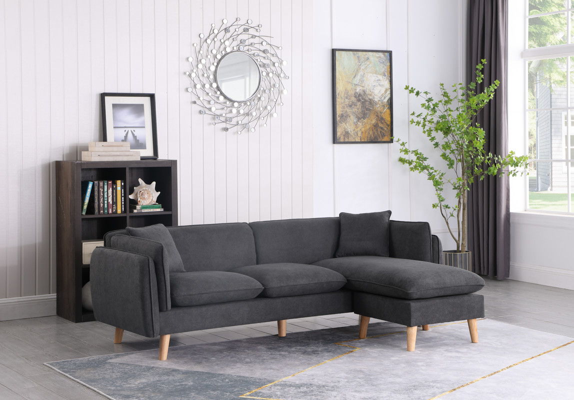 Brayden - Fabric Sectional Sofa Chaise - Dark Gray