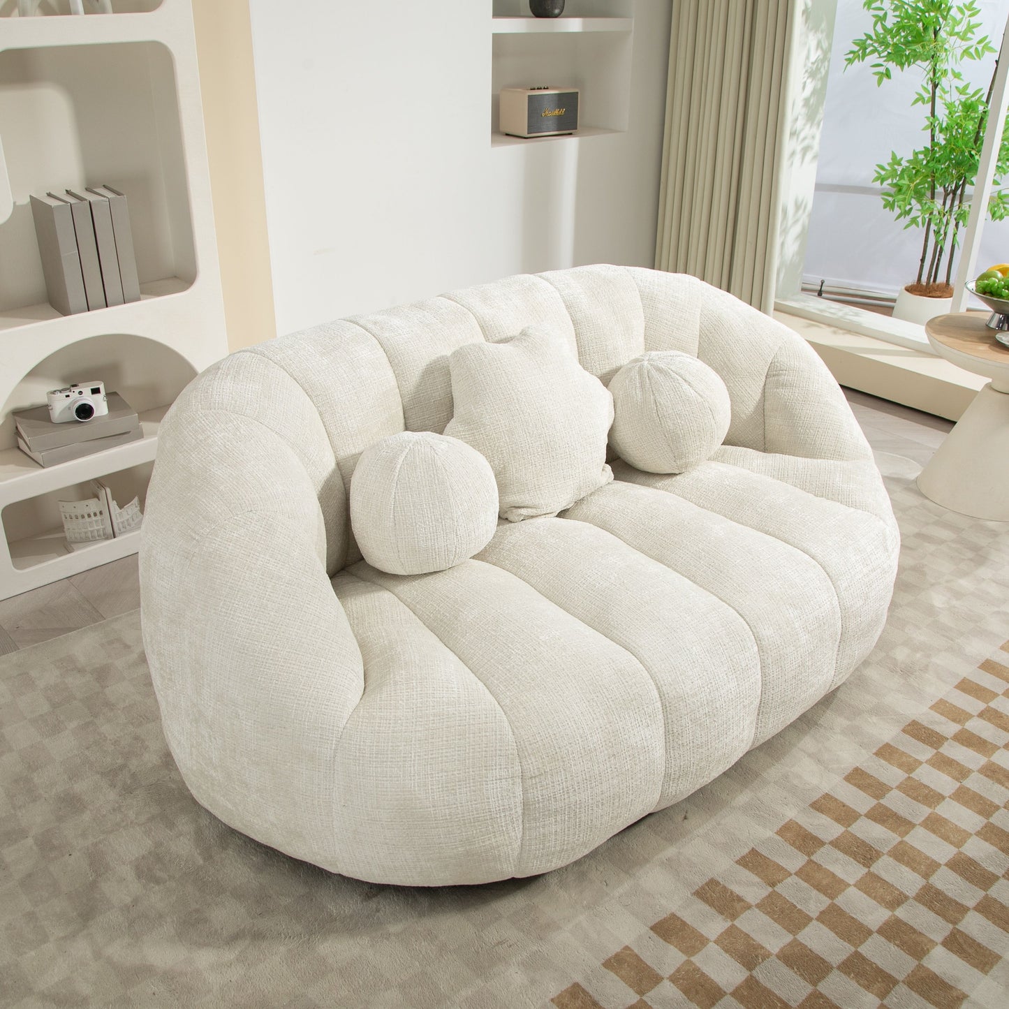 High Back Bean Bag Sofa Couch For Adults And Kids, Comfortable Lounger, Indoor & Outdoor Use - White