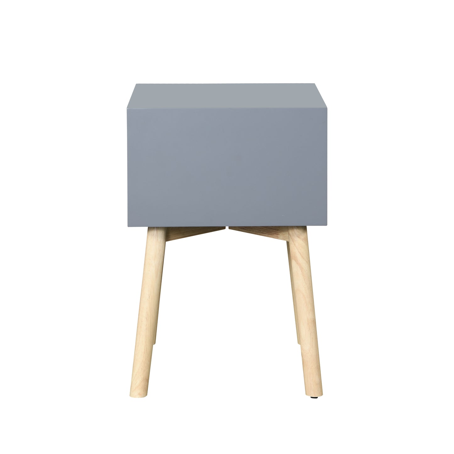 Side Table With 2 Drawer, Mid-Century Modern Storage Cabinet For Bedroom - Gray