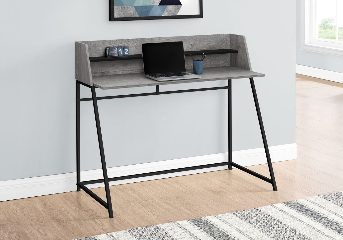 Computer Desk For Home Office, Laptop, Storage Shelves - Gray