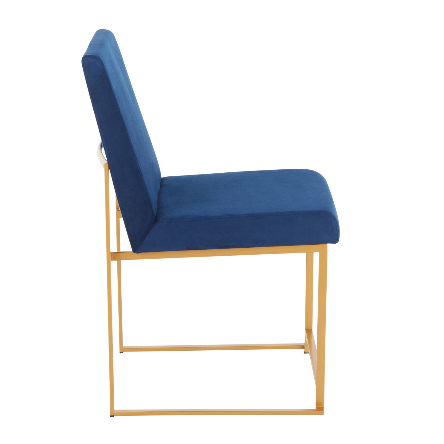 Fuji - Contemporary High Back Dining Chair (Set of 2) - Gold / Blue