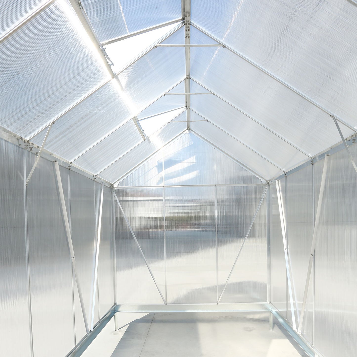 6.3'x10.2'x7' Polycarbonate Greenhouse, Heavy Duty Outdoor Aluminum Walk-In Green House Kit With Rain Gutter, Vent And Door For Backyard Garden - Aluminium