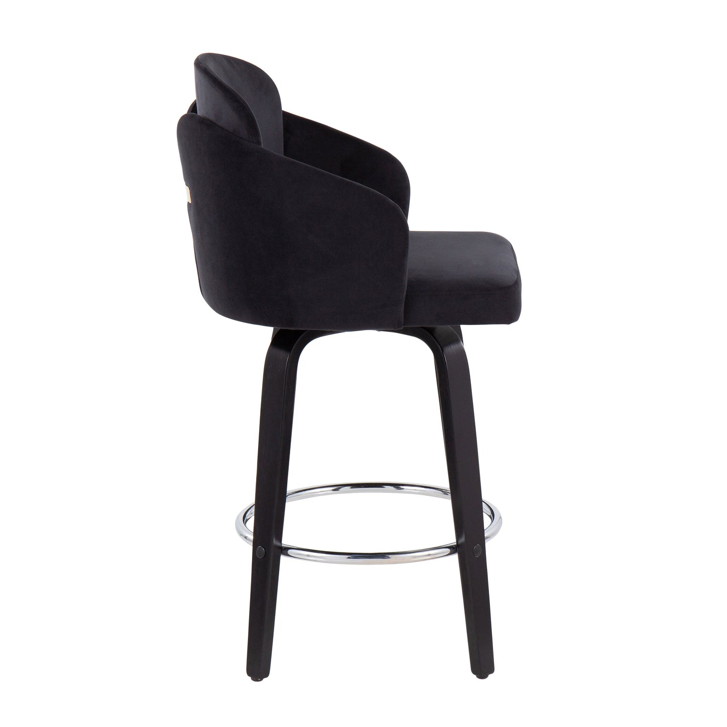 Dahlia - Contemporary Counter Stool Round Chrome Footrest (Set of 2) - Black / Gold