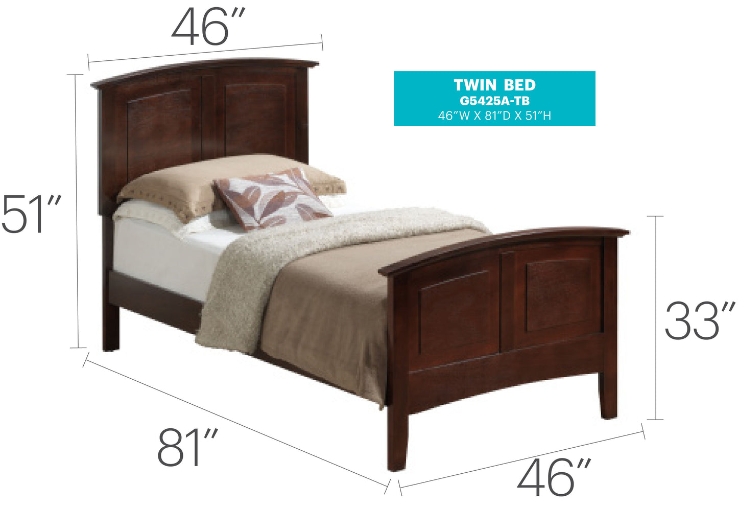 Twin Bed Elegant - Cappuccino