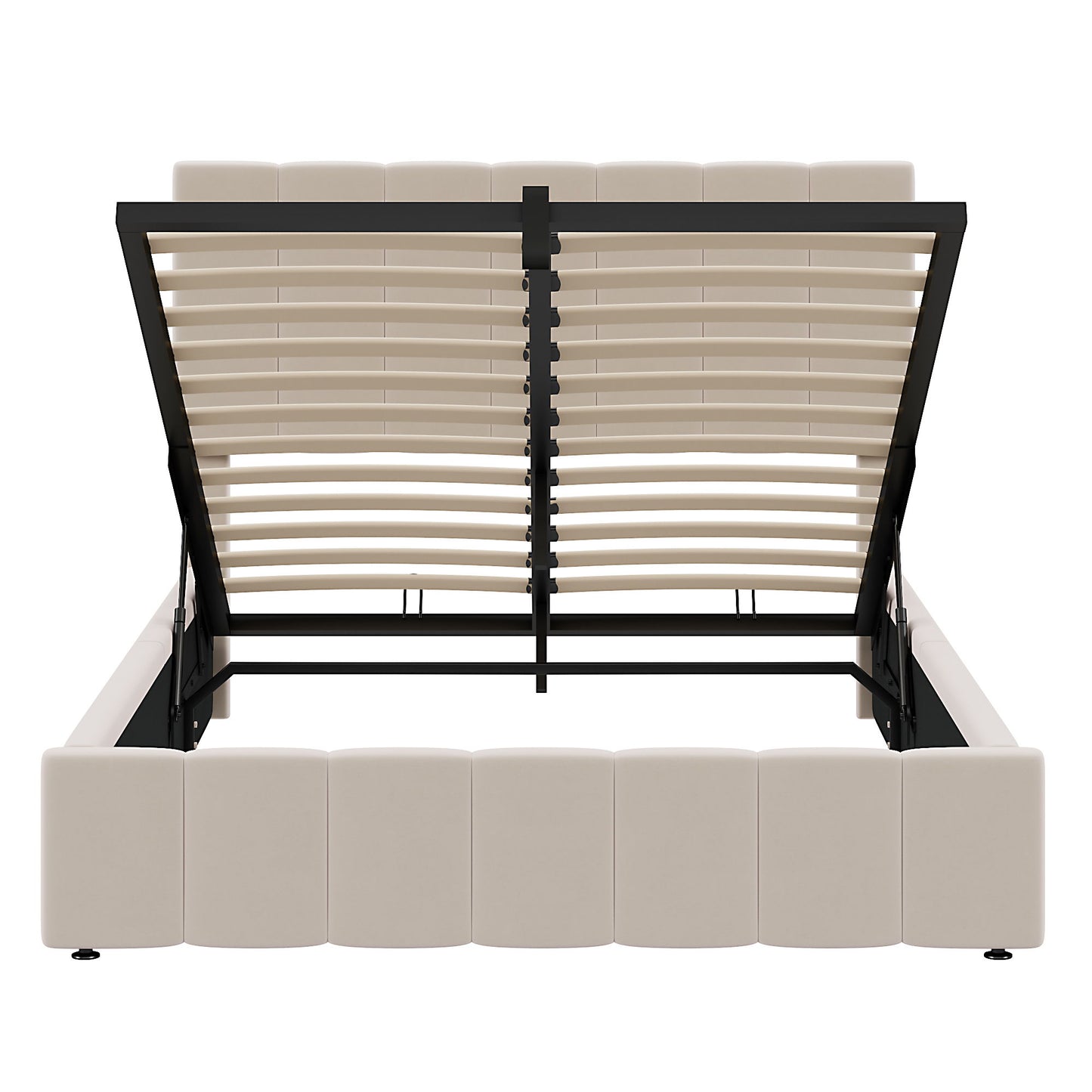 Full Size Upholstered Platform Bed With A Hydraulic Storage System - Beige