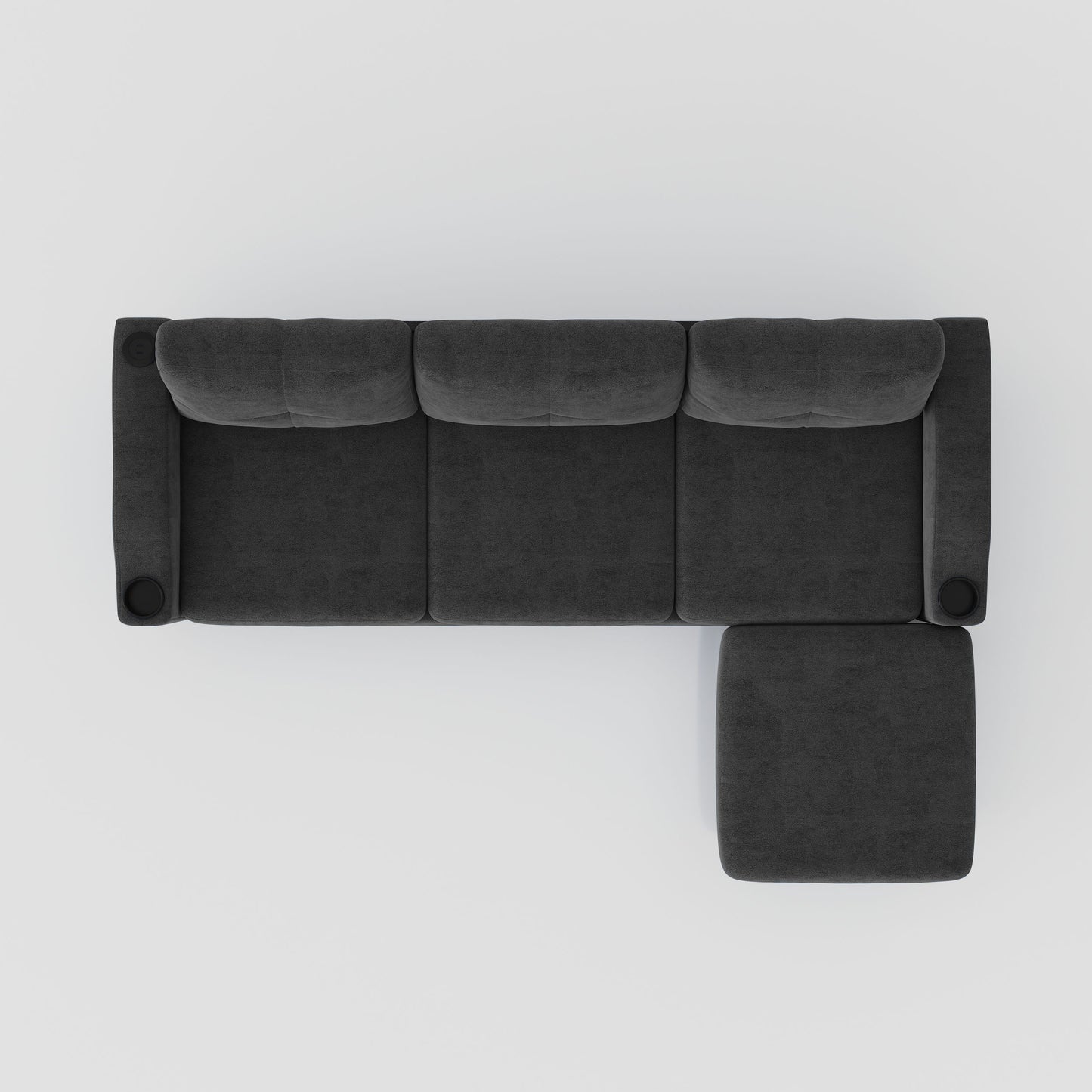 Convertible Combo Sofa, Sofa L Shaped, Sofa With Storage Cabinet Footstool, Living Room Sofa, Living Room 3 Seat Combo Sofa - Dark Gray