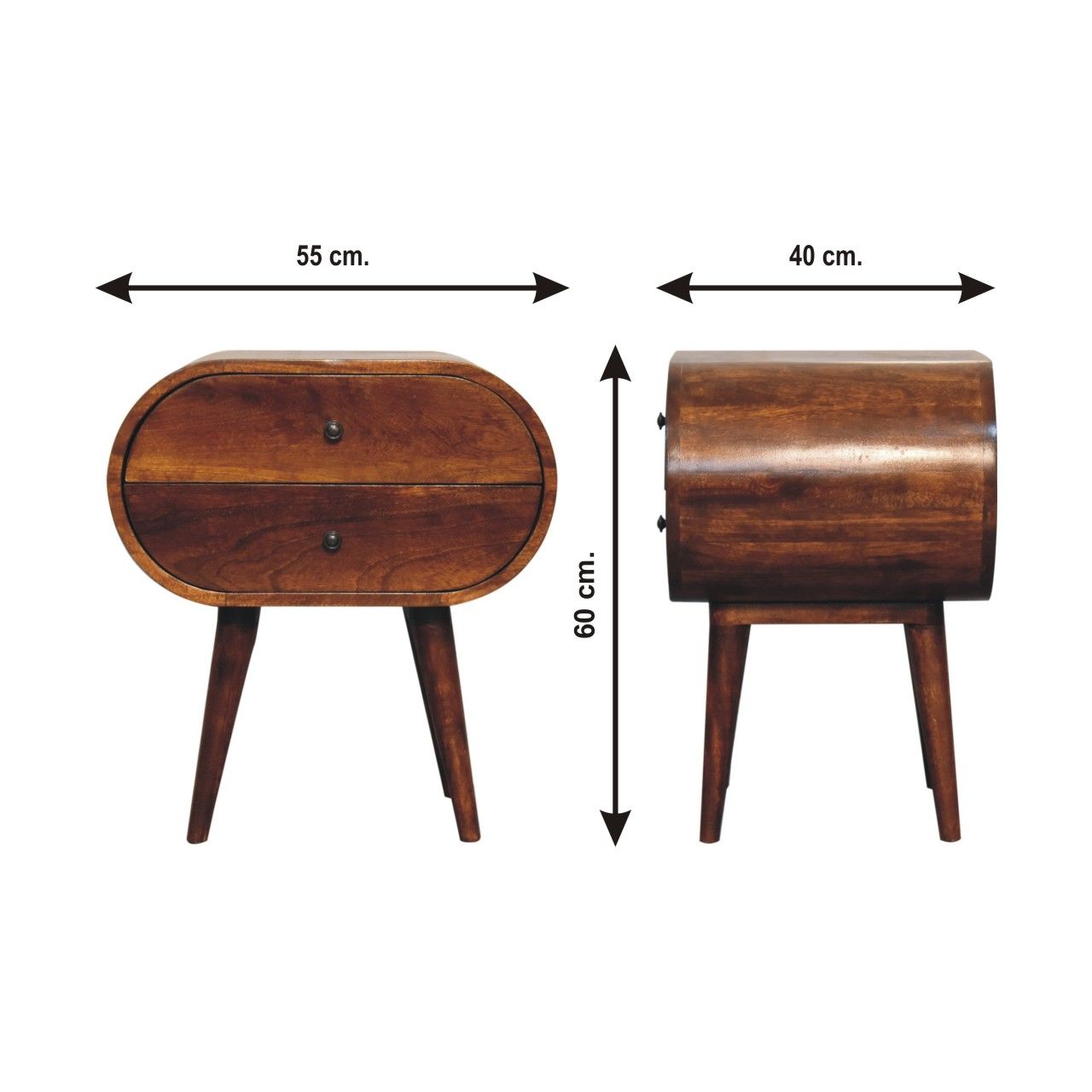 Large Circular Bedside Table - Brown