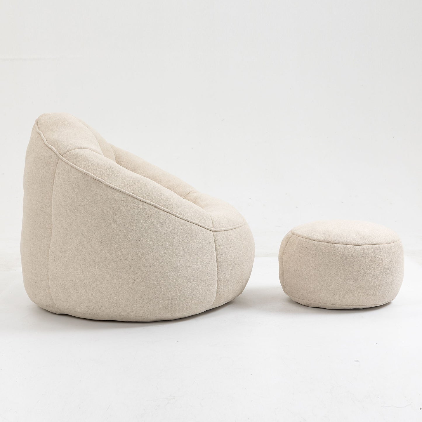 Bedding Bean Bag Sofa Chair High Pressure Foam Bean Bag Chair Adult Material With Padded Foam Padding Compressed Bean Bag With Footrest - Beige