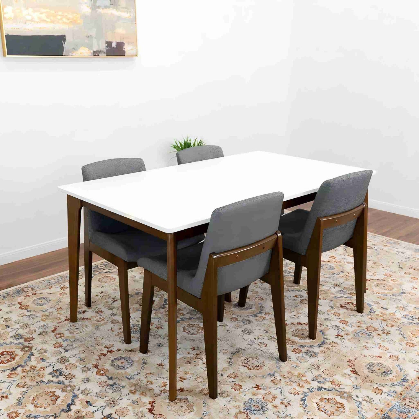 Lindsey - White Top Dining Table - Brown / White