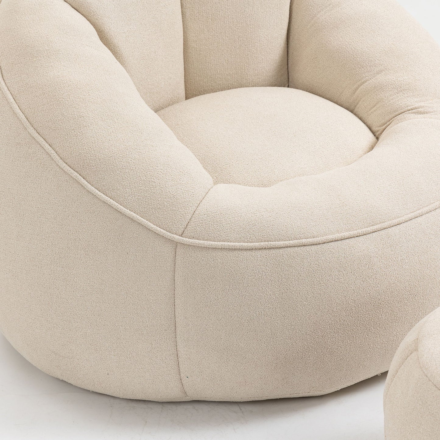 Bedding Bean Bag Sofa Chair High Pressure Foam Bean Bag Chair Adult Material With Padded Foam Padding Compressed Bean Bag With Footrest - Beige