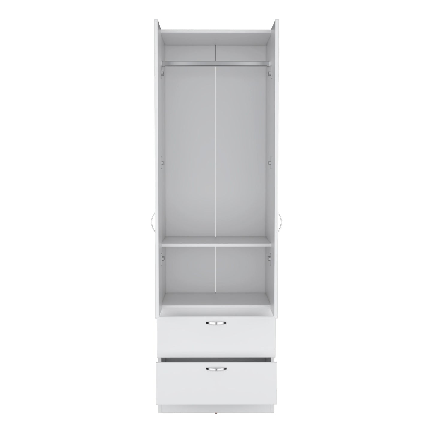 Armoire Wardrove, Hanging Rod, 2 Drawers, 1 Shelf - White