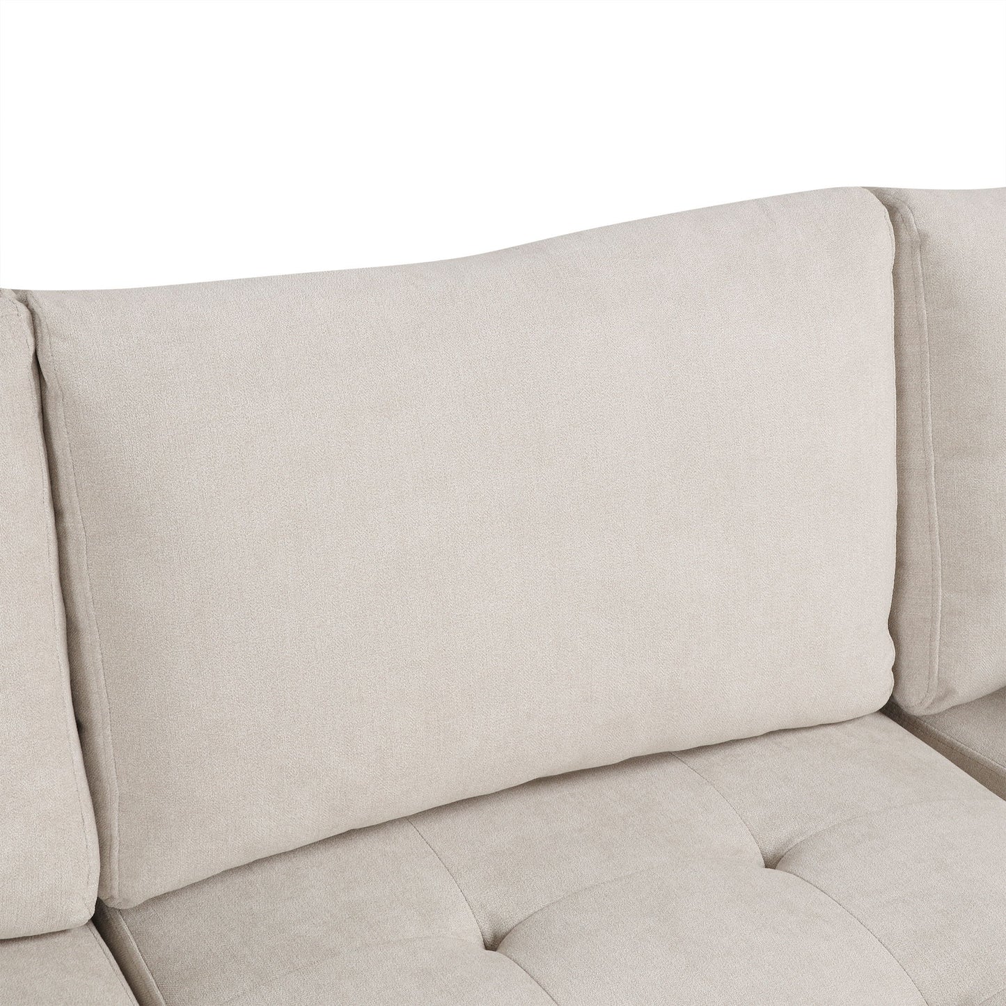 Oversized Sectional Sofa U-Shaped Sofa Couch Pull-Out Sofa Bed With Two Throw Pillows For Living Room - Beige