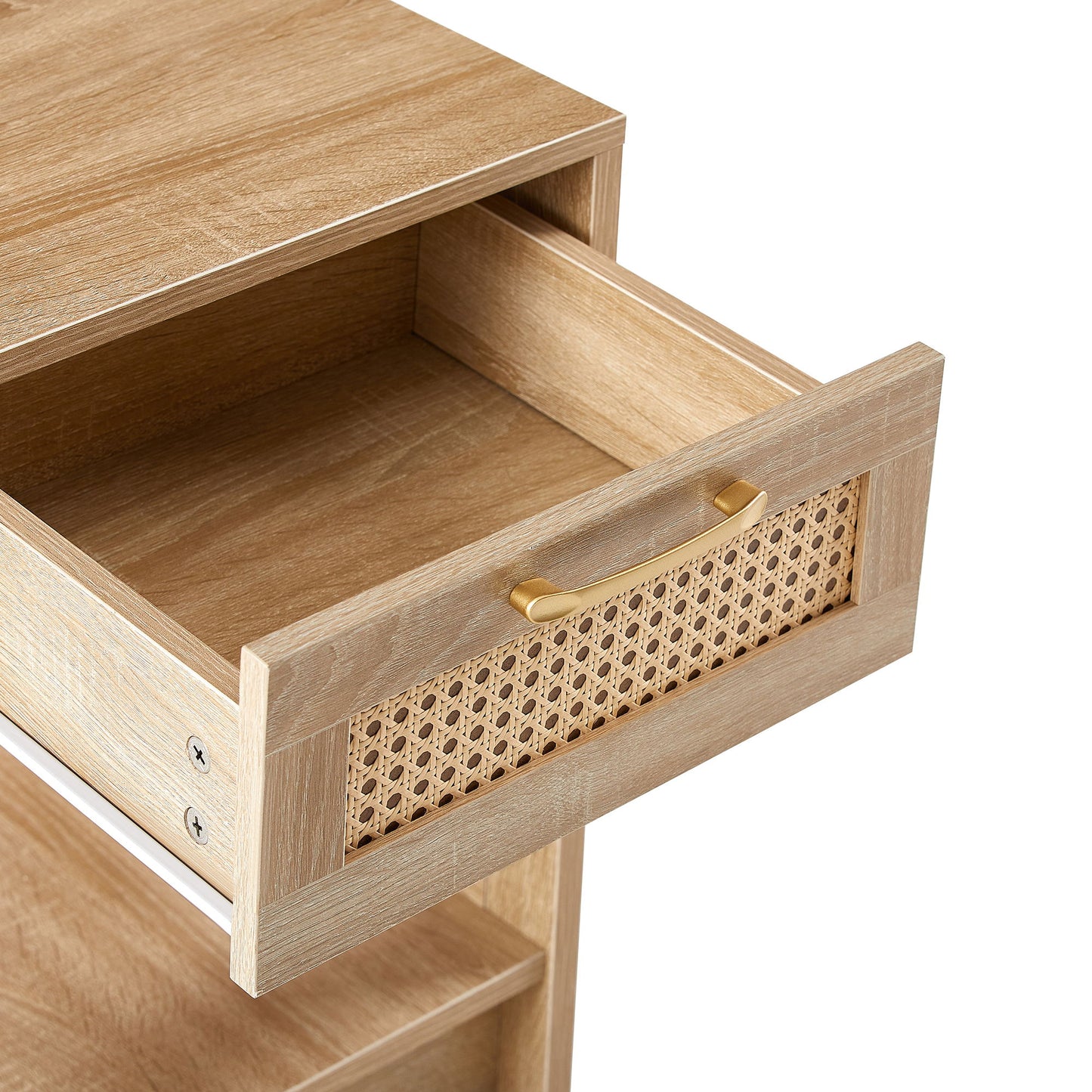 15.75" Rattan End Table With Drawer, Modern Nightstand, Side Table For Living Room, Bedroom - Natural