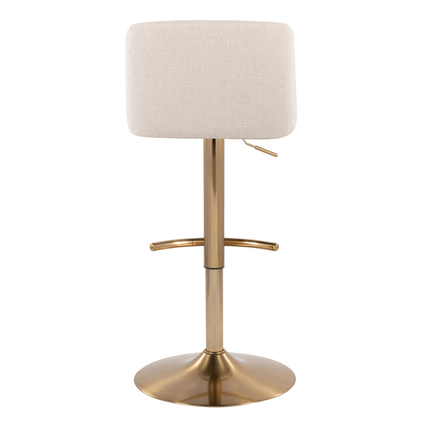 Toriano - Contemporary Adjustable Barstool With Swivel With Rounded T Footrest (Set of 2) - Cream / Gold