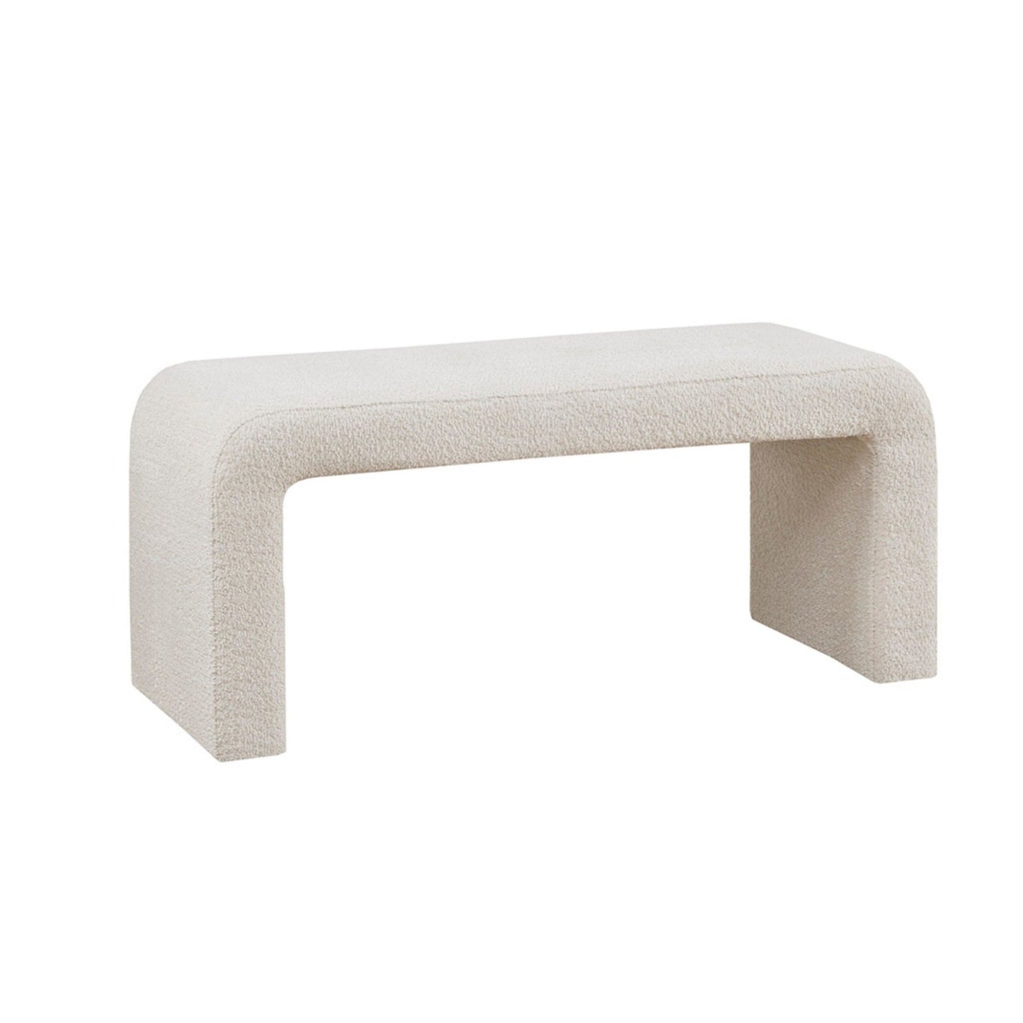 Modern Boucle Waterfall Bench - Cream