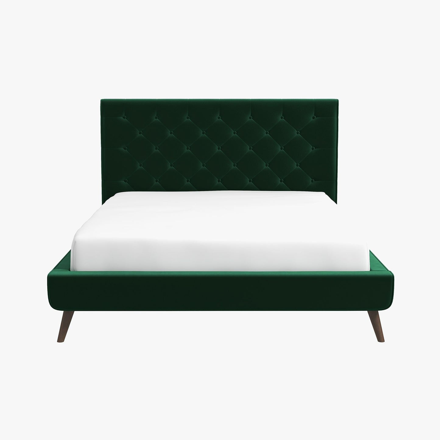 Dillon - Velvet Platform Bed Queen Size - Green